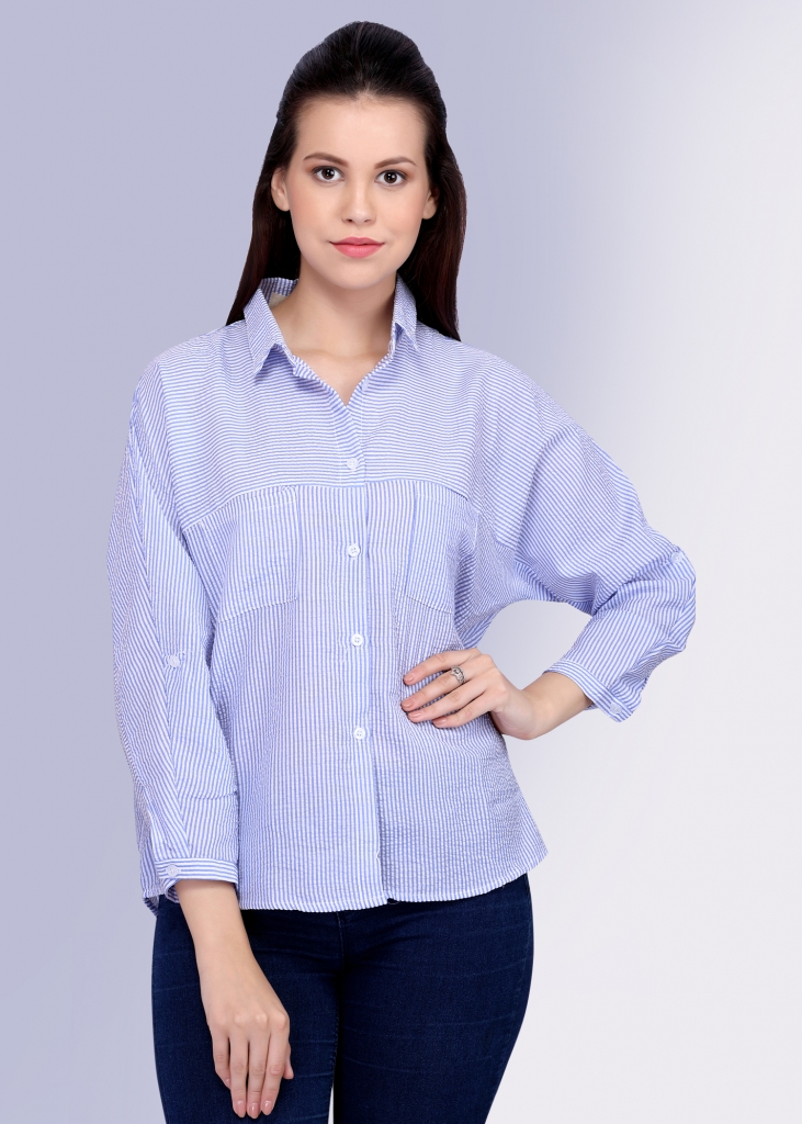 Blue formal outlet shirt women