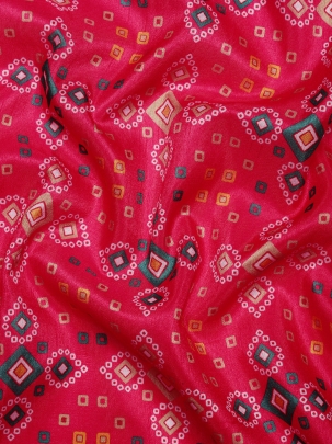 Pink Ethnic Motifs Printed Manipuri Silk Saree with Blouse