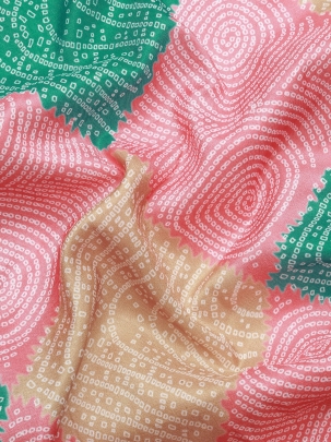 Pink & Green Bandhani Saree