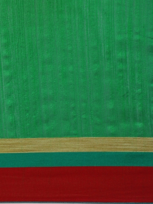 Green & Red Ethnic Motifs Printed Silk Saree